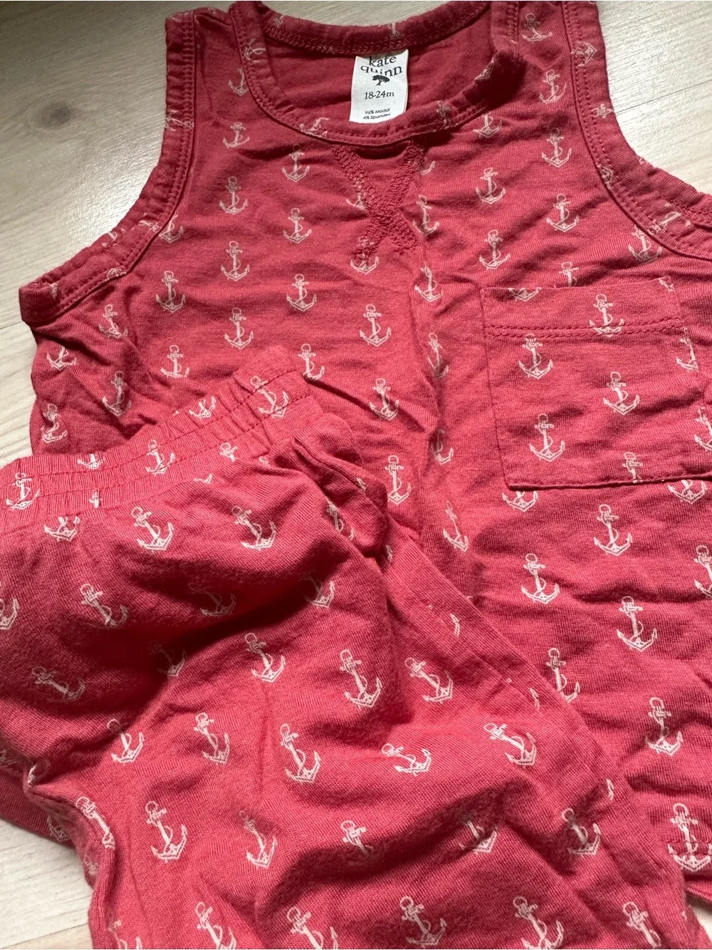 Kate Quinn Red Anchor Print Set - Tank & Shorts